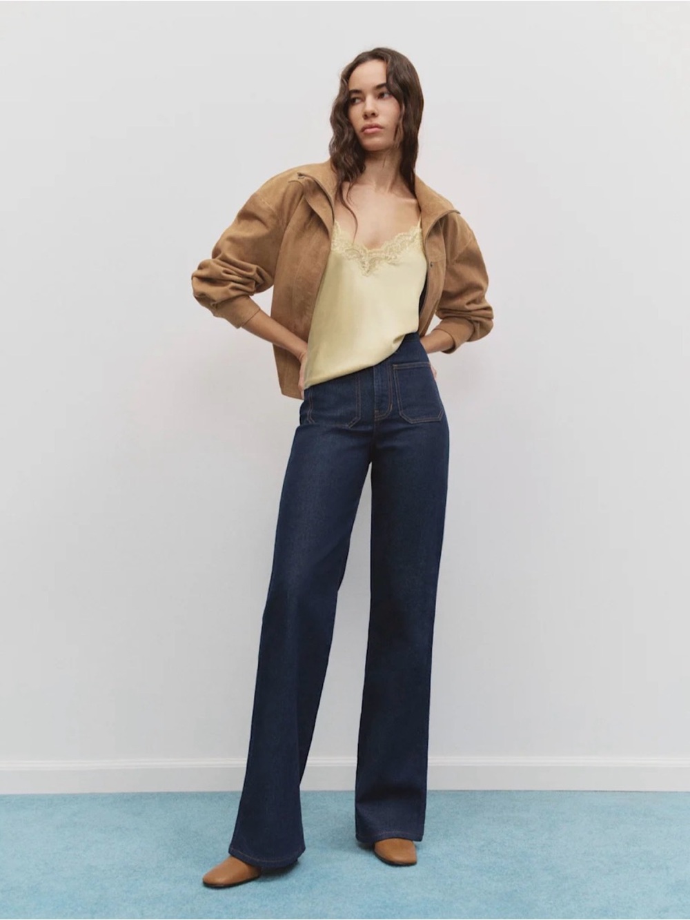 REFORMATION Veda Kendall Suede Jacket in Peacan S - Picture 2 of 7